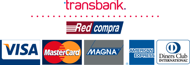 Medios de pago: Transbank, RedCompra, Visa, Mastercard, MAGNA, American Express, Diners Club