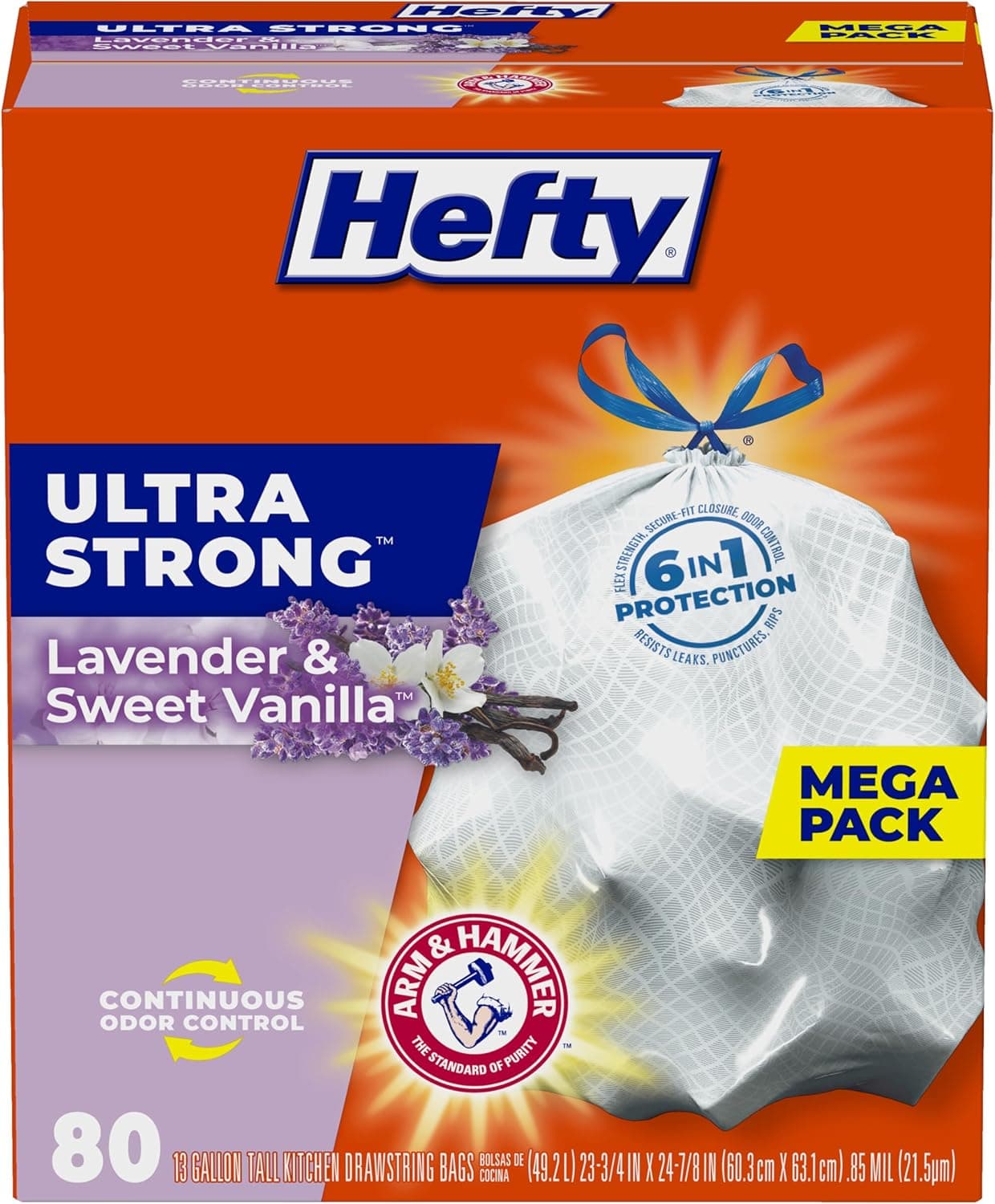 Hefty - Bolsas para Basura Para Cocina, Altas, Ultra Fuertes, Aroma a Lavanda
